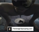 A woman squats over a plate and poops.
